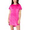 Paris Hilton Women’s Velour Hoodie Shirttail Hem Rhinestone Graphic Nightshirt(Hot Pink That’s Hot)