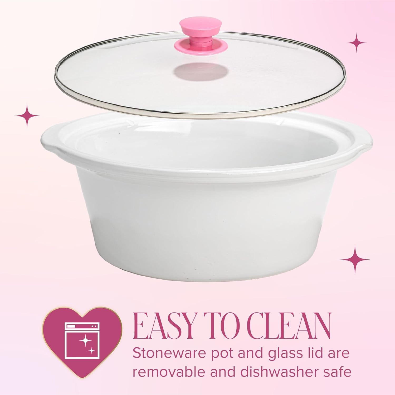 image:imageParis Hilton 6Quart Manual Slow Cooker Features Three Settings Low High Warm Naturally Nonstick and Dishwasher Safe Stoneware Insert Family Sized Capacity Gingham Pink