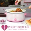 Paris Hilton 6-Quart Manual Slow Cooker, Features Three Settings (Low, High, Warm), Naturally Nonstick and Dishwasher Safe Stoneware Insert, Family Sized Capacity, Gingham Pink