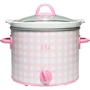 Paris Hilton 3.5-Quart Manual Slow Cooker, Features Three Settings (Low, High, Warm), Naturally Nonstick and Dishwasher Safe Stoneware Insert, Family Sized Capacity, Gingham Pink