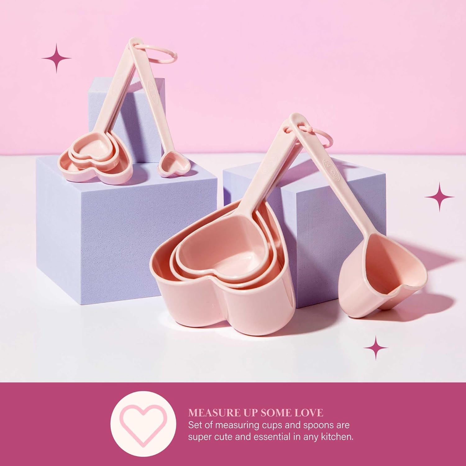 image:imageParis Hilton Stainless Steel Pots and Pans Set with StayCool Pink Handles Tempered Glass Lids Bonus Heart Shaped Measuring Cups and Spoons Dishwasher Safe Cookware 10Piece Set