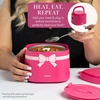 Paris Hilton Electric Lunch Warmer, 20-Ounce Stainless Steel Portable Food Container With Sealing Lid, Removable 2.5-Cup Inner Dish, Gingham Front Design, Pink(Hot Pink)