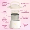 Paris Hilton Electric Lunch Warmer, 20-Ounce Stainless Steel Portable Food Container With Sealing Lid, Removable 2.5-Cup Inner Dish, Gingham Front Design, Pink(Cream)