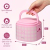 Paris Hilton Electric Lunch Warmer, 20-Ounce Stainless Steel Portable Food Container With Sealing Lid, Removable 2.5-Cup Inner Dish, Gingham Front Design, Pink(Gingham Pink)