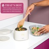 Paris Hilton Electric Lunch Warmer, 20-Ounce Stainless Steel Portable Food Container With Sealing Lid, Removable 2.5-Cup Inner Dish, Gingham Front Design, Pink(Cream)