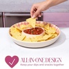 Paris Hilton Chip and Dip Serving Tray, Finely Crafted Stoneware with Heart-Shaped Dipper, Gingham Design, Microwave and Dishwasher Safe, 12-Inch, Pink(Gingham Pink)