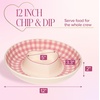 Paris Hilton Chip and Dip Serving Tray, Finely Crafted Stoneware with Heart-Shaped Dipper, Gingham Design, Microwave and Dishwasher Safe, 12-Inch, Pink(Gingham Pink)