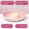 Paris Hilton Chip and Dip Serving Tray, Finely Crafted Stoneware with Heart-Shaped Dipper, Gingham Design, Microwave and Dishwasher Safe, 12-Inch, Pink(Gingham Pink)